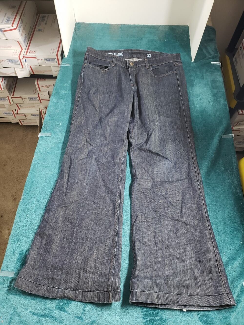 J.Crew Jeans Size 33 Women Blue Pants Stretch Denim High Rise Flared Wide Leg